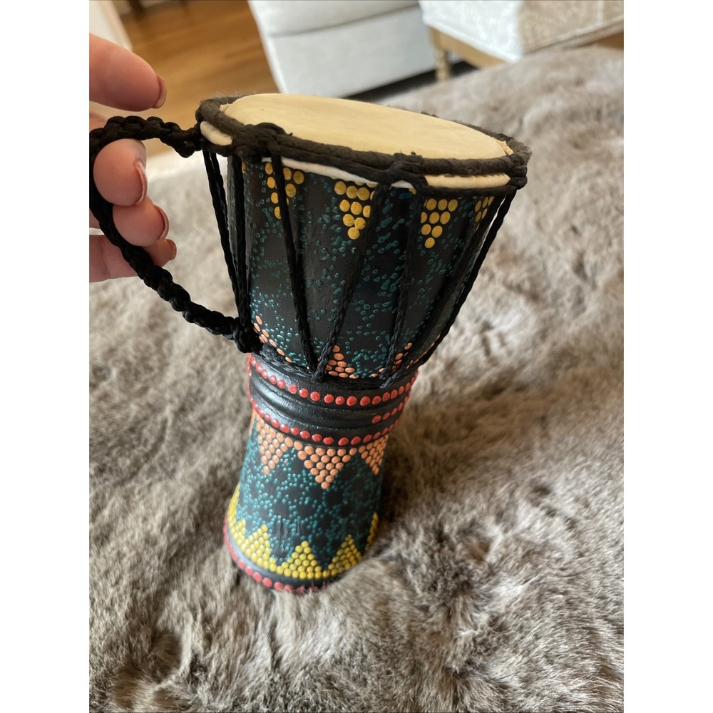 Hand Carved Wood/ Leather African Djembe Drum | 8 in